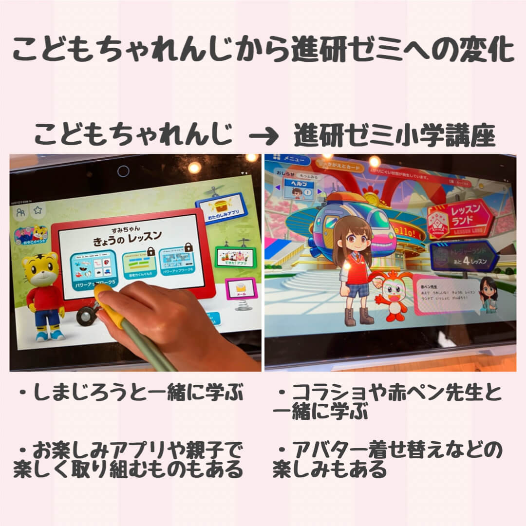 こどもちゃれんじから進研ゼミへの変化